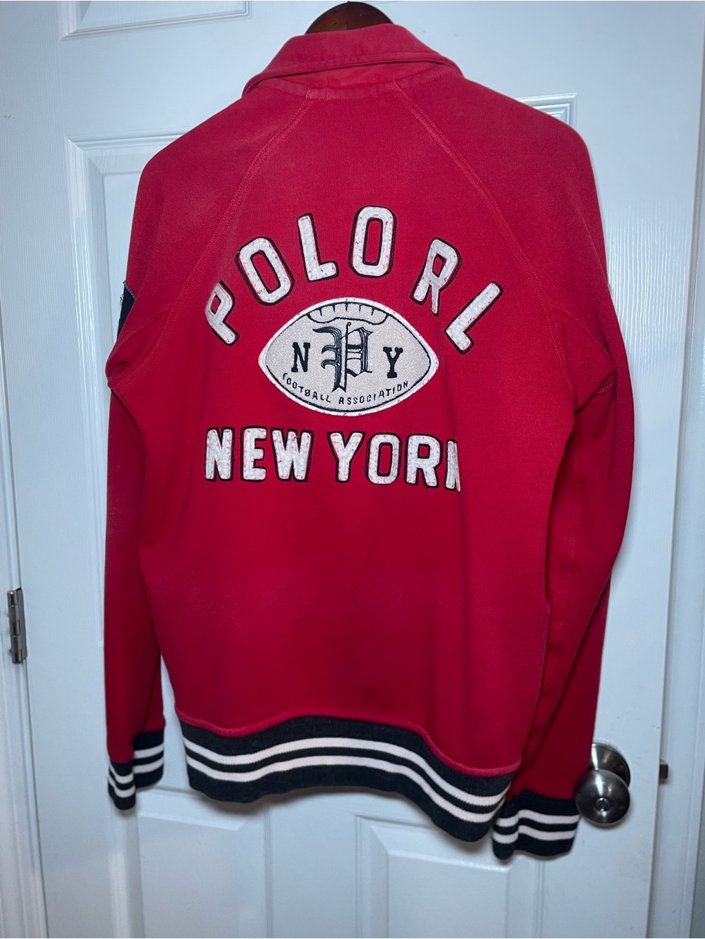 Vintage Polo Ralph Lauren Varsity Jacket Indian Head Chief Champs Red Size M - Picture 2 of 16